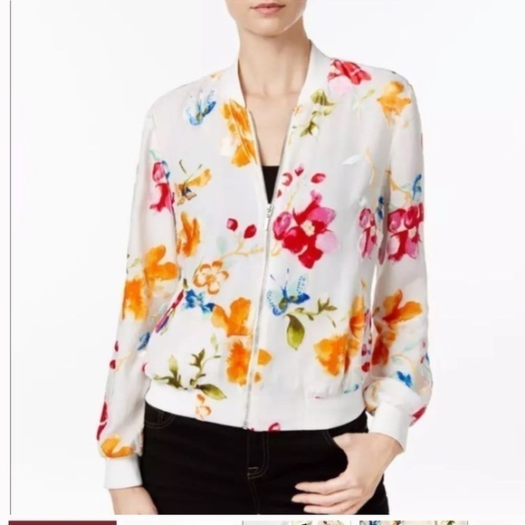 INC International Concept Floral Zipper Jacket - Picture 1 of 16